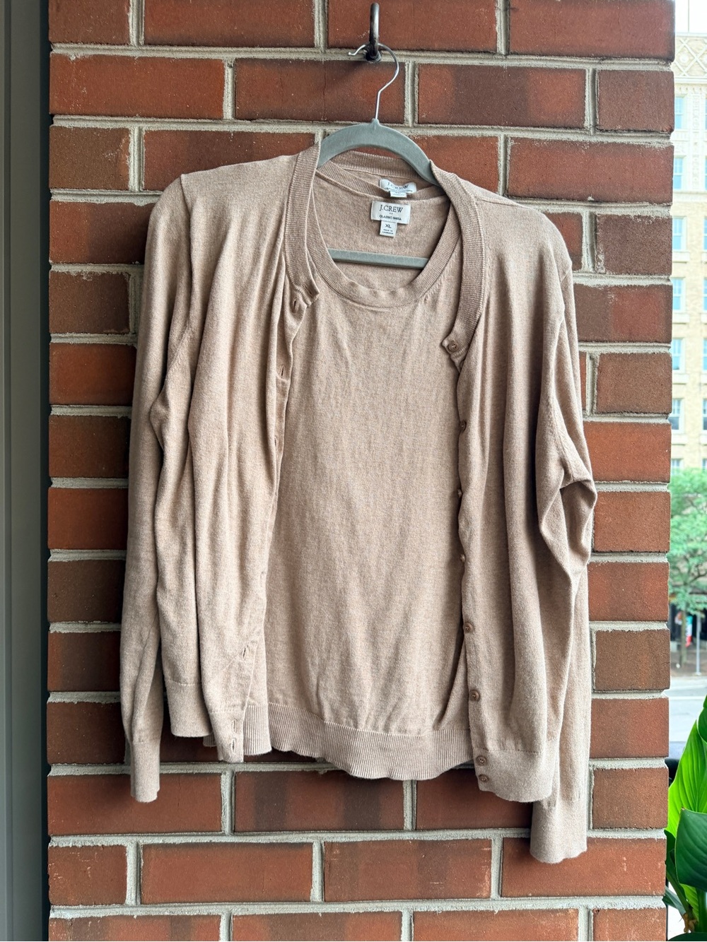J. Crew Women's Matching Crewneck Tank & Cardigan in Taupe